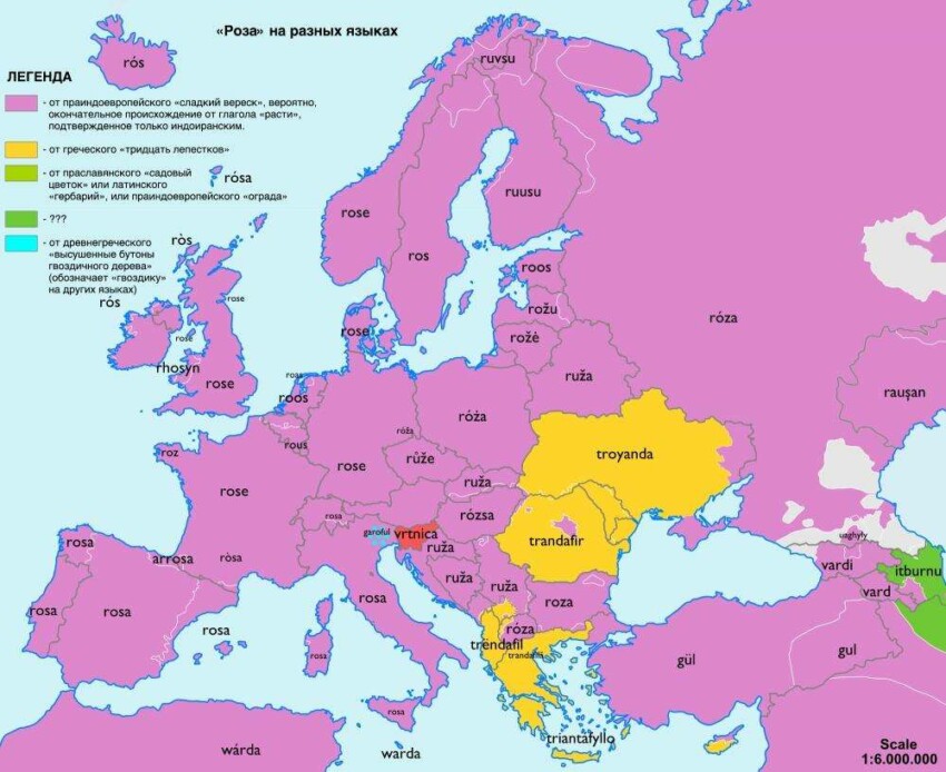 карты происхождения и похожести слов в Европе -4