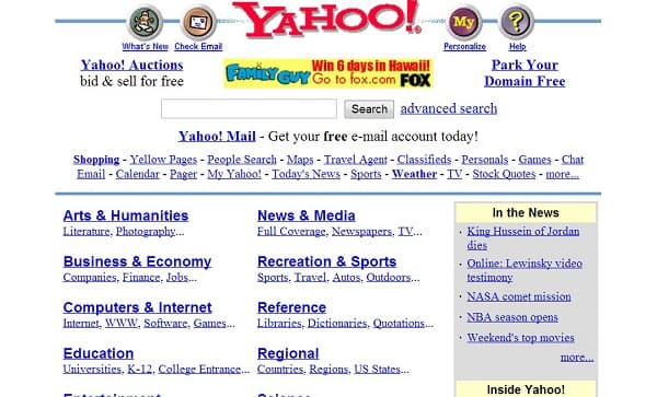 Самые популярные сайты в мире с 1993 года - Yahoo