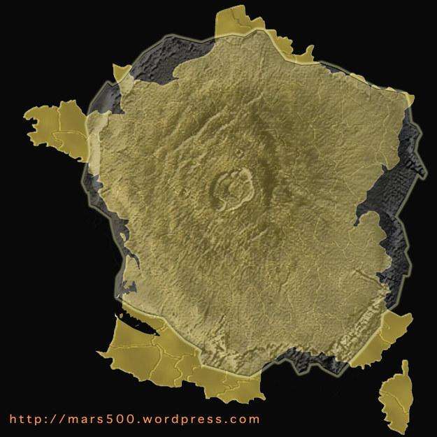 На поверхности горы Олимп с Марса поместилась бы Франция