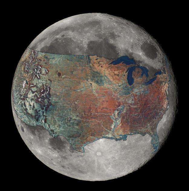 США по сравнению с Луной