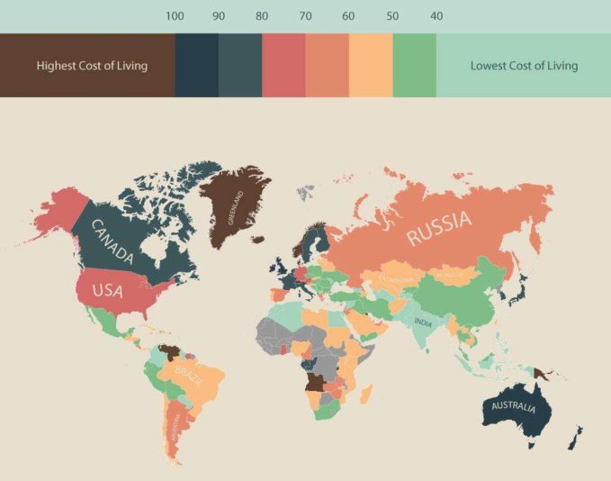 Мировая карта стоимости жизни: В каких странах дороже, а в каких дешевле всего жить
