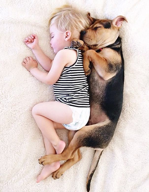 Этот малыш спит со своим щенком и они оба растут на этих 15 фото