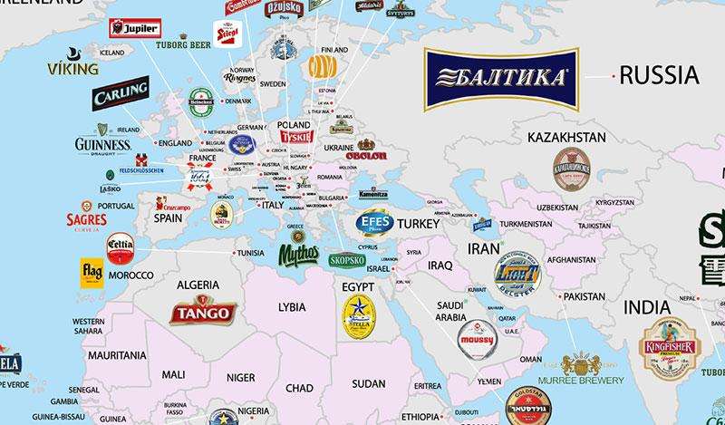 Самое популярное пиво в странах Евразии, Северной Африки и Ближнего Востока