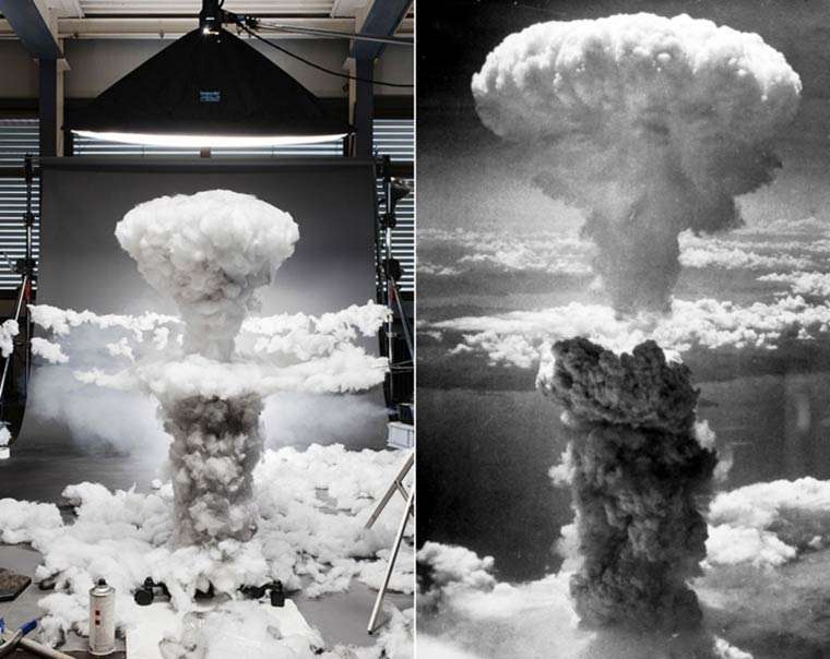Фотография атомной бомбардировки города Нагасаки в 1945 году 