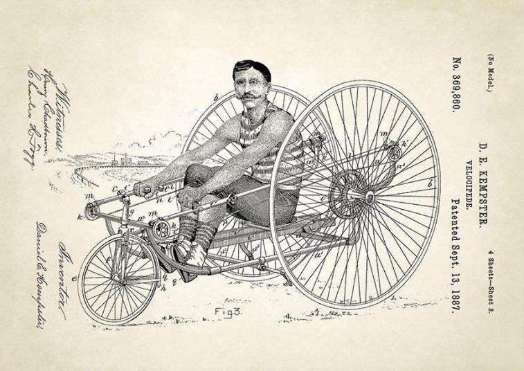 Трицикл на гребной тяге