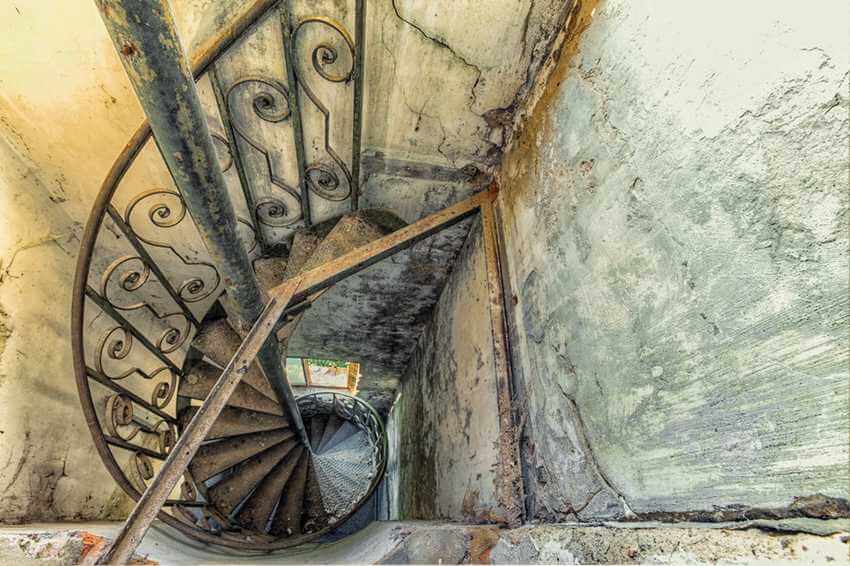 old Spiral staircase inside old tower