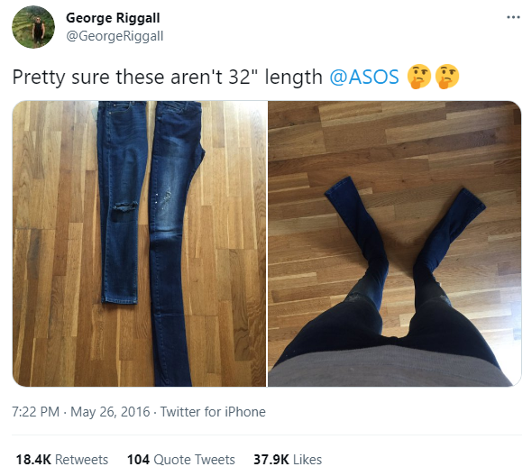 "Это не 32 дюйма": фото джинсов из интернет-магазина дало старт флешмобу