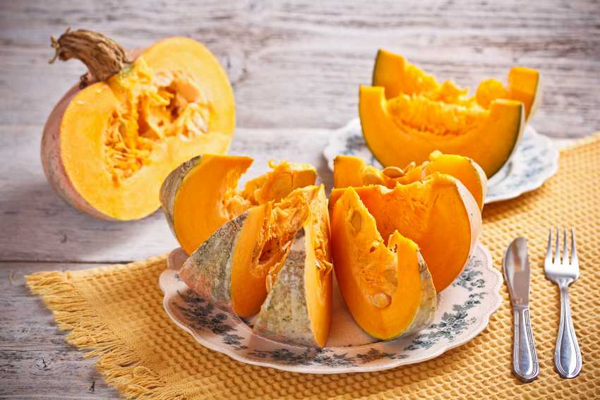 Fresh orange tasty slices of pumpkin